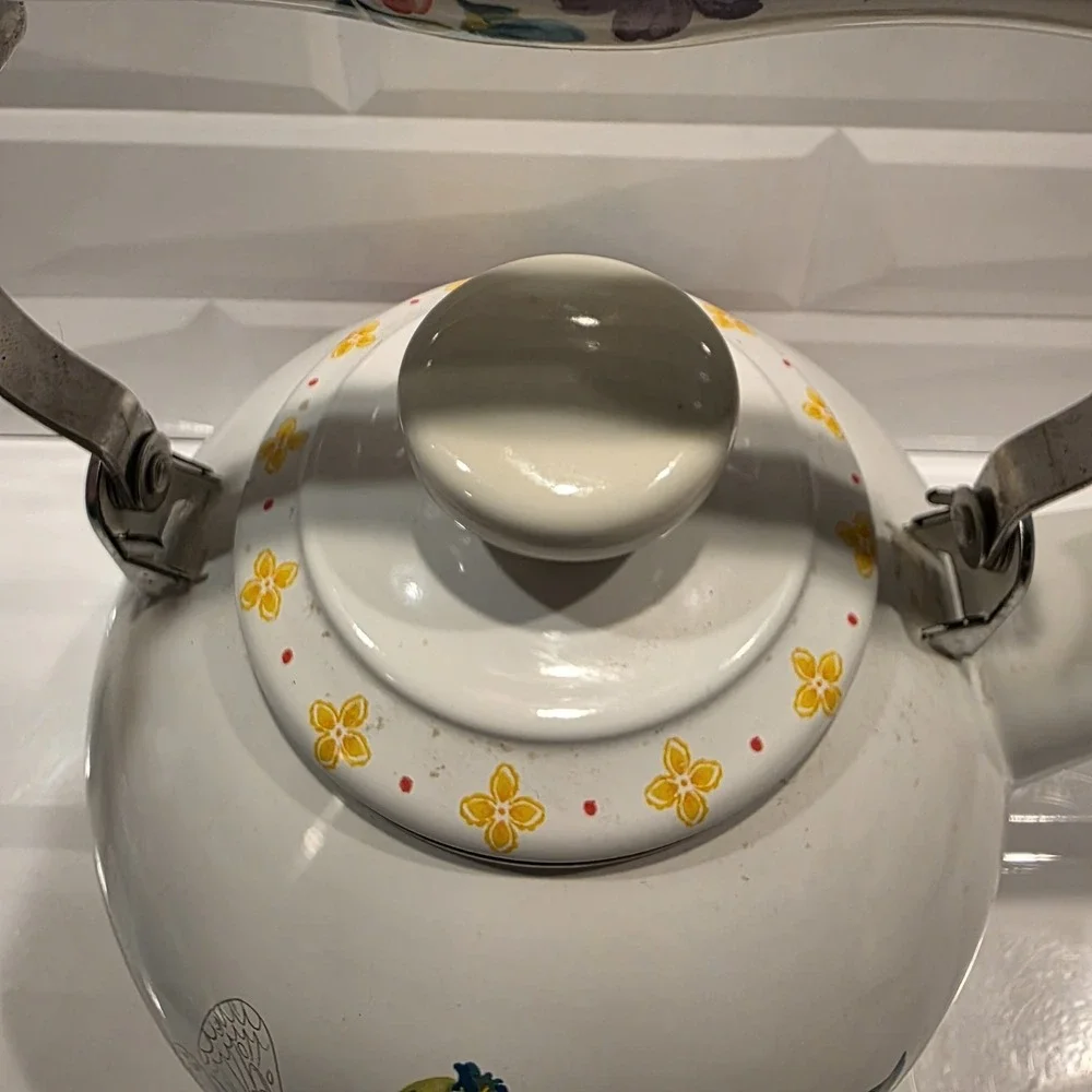 Pioneer Woman Whistling Tea Kettle 2 Quart Blooming Bouquet Enamel On Steel
